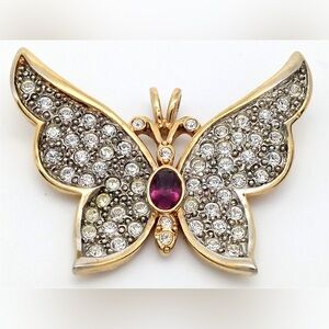 Elegant Gold and Silver Butterfly Pendant 1999 P. S. Co.